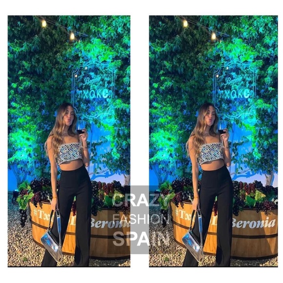 BLOGGERS FAV ZARA MULTICOLORED SHIMMERY CROP TOP - Picture 3 of 4